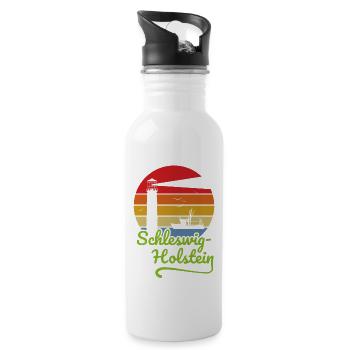 Schleswig-Holstein - Trinkflasche mit integriertem Trinkhalm - Weiß - Rechts