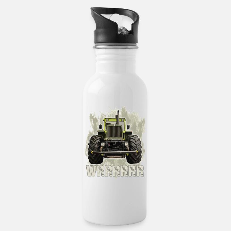 MB trac wrrrrrr - Trinkflasche mit integriertem Trinkhalm - Weiß