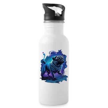 Cute Pug Enchanting Dogs Art - Water bottle with straw - white - Right