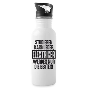 Studieren kann jeder Elektriker werden nur die - Trinkflasche mit integriertem Trinkhalm - Weiß - Rechts