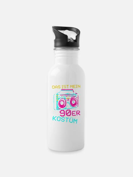 Das ist mein 90er Kostüm - Trinkflasche mit integriertem Trinkhalm - Weiß