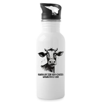 Embrace life's cow-tastic moments: Muh-Ku - Water bottle with straw - white - Right