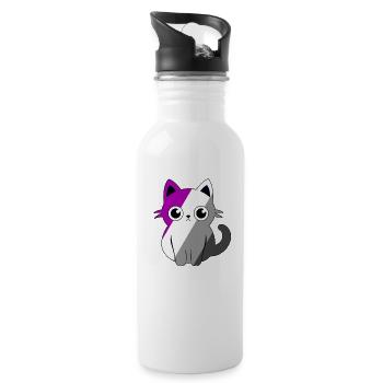 Cute Ace Cat Asexual Pride Month Cute Kawaii LGBT - Water bottle with straw - white - Right