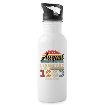 Original August 1963 vintage anniversary 1963 - Water bottle with straw - white - Right