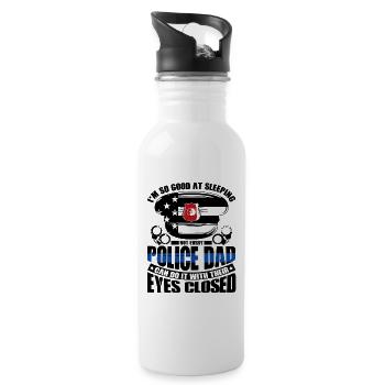Polizei Polizist Polizeibeamte - Trinkflasche mit integriertem Trinkhalm - Weiß - Rechts