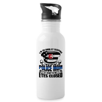 Polizei Polizist Polizeibeamte - Trinkflasche mit integriertem Trinkhalm - Weiß - Rechts