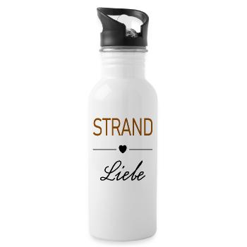 Strand Liebe Herz - Trinkflasche mit integriertem Trinkhalm - Weiß - Rechts