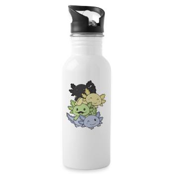 Cassgender Flag Pride LGBTQ süßer Axolotl Stapel - Trinkflasche mit integriertem Trinkhalm - Weiß - Rechts
