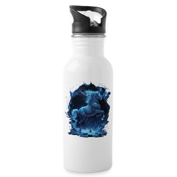 Rebellious Unicorn Mystic Unicorn Blue Spirit - Water bottle with straw - white - Right