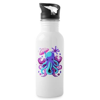Octo Jelly Oktopus Meerestier - Trinkflasche mit integriertem Trinkhalm - Weiß - Rechts