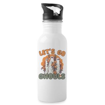 Let's go ghouls groovy ghost with vintage flowers - Water bottle with straw - white - Right