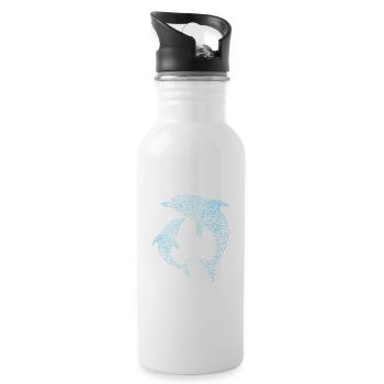 Delfine Dolphins - Water bottle with straw - white - Right