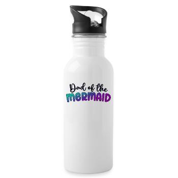 Dad Of The Mermaid Girl Family Matching Mermaid - Water bottle with straw - white - Right