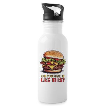 Können Sie das wie diesen Cheeseburger machen - Trinkflasche mit integriertem Trinkhalm - Weiß - Rechts