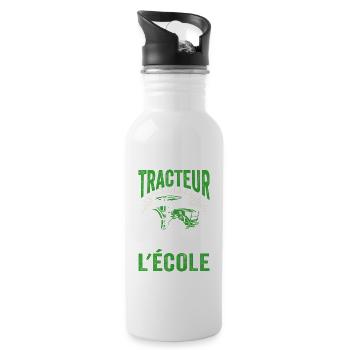 Idée Cadeau Tracteur Fermier Agriculteur Drôle - Gourde avec paille intégrée - blanc - Droite