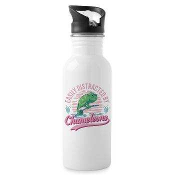 Easily distracted by Chameleons Chameleon - Water bottle with straw - white - Right