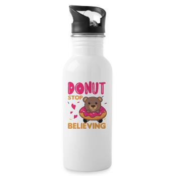 Süßer Bär lustige Tiere in Donut pink - Trinkflasche mit integriertem Trinkhalm - Weiß - Rechts
