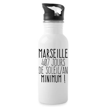 Marseille 407 jours de soleil par an  - Gourde avec paille intégrée - blanc - Droite