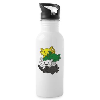 Skoliosexuell Flag Pride LGBTQ süßer Axolotl - Trinkflasche mit integriertem Trinkhalm - Weiß - Rechts
