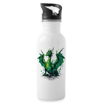 Green Dragon - Water bottle with straw - white - Right