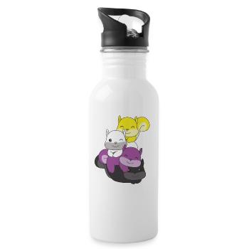 Nonbinary Flag Pride LGBTQ Cute Squirrel - Water bottle with straw - white - Right
