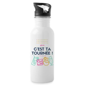 c est ta tournée ! Design humour apéro - Gourde avec paille intégrée - blanc - Droite