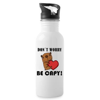 Capybara Wasserschwein Capybaras - Trinkflasche mit integriertem Trinkhalm - Weiß - Rechts
