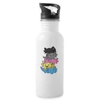 Polygender Flag Pride LGBTQ süßer Axolotl Stapel - Trinkflasche mit integriertem Trinkhalm - Weiß - Rechts