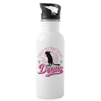 Degu Geschenk Strauchratte Walddegu - Trinkflasche mit integriertem Trinkhalm - Weiß - Rechts