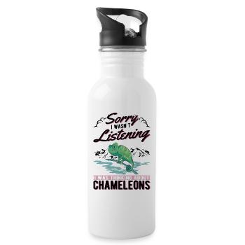 Chameleon Gift Idea Chameleon - Water bottle with straw - white - Right