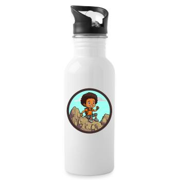 Afro Black Kid Young Girl Empowerment Girl - Gourde avec paille intégrée - blanc - Droite
