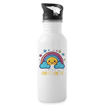 tu es nicht, glücklicher Regenbogen - Trinkflasche mit integriertem Trinkhalm - Weiß - Rechts