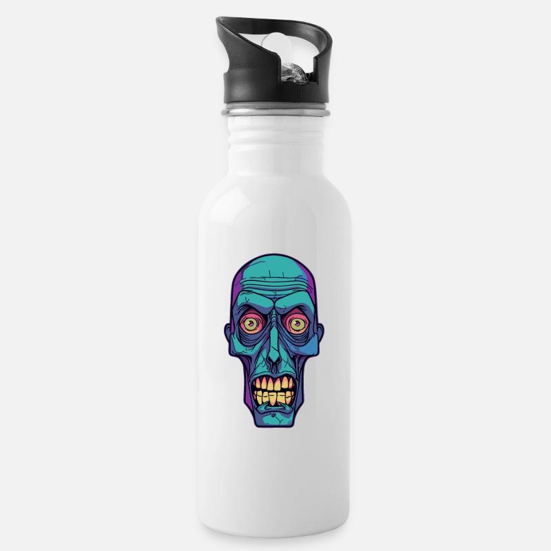 Monster Zombie - Trinkflasche mit integriertem Trinkhalm - Weiß