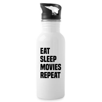Eat Sleep Movies Repeat - Trinkflasche mit integriertem Trinkhalm - Weiß - Rechts