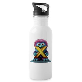 Multicolored Monster with X - Water bottle with straw - white - Right