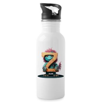 Exotic Chicken with Letter Z - Water bottle with straw - white - Right