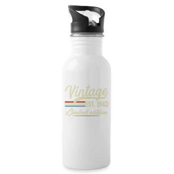 1943 Vintage Retro Geburtstagsgeschenk 1943 - Trinkflasche mit integriertem Trinkhalm - Weiß - Rechts