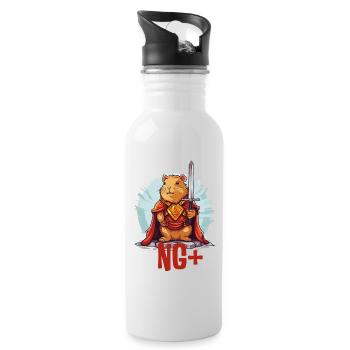 Capybara Warrior NG+ – Level Up RPG Design - Water bottle with straw - white - Right
