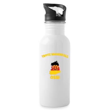Trotz Mauerfall Und Wende Ossi Bis Zum Ende - Trinkflasche mit integriertem Trinkhalm - Weiß - Rechts