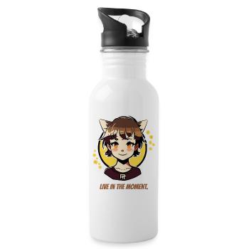 Lebe im Moment, Katzen-mädchen - Trinkflasche mit integriertem Trinkhalm - Weiß - Rechts