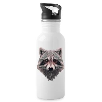 ORIGAMI RACCOON WITH HUMAN EYES - Water bottle with straw - white - Right
