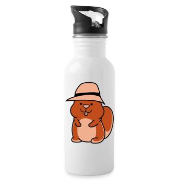 Hamster Funny - Water bottle with straw - white - Right
