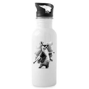 Llama Alpaca Animal Gift Idea - Water bottle with straw - white - Right