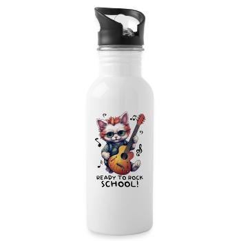 Back-to-school school enrollment cat kitten - Water bottle with straw - white - Right