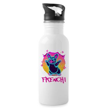 Drôle de Frenchie Dog French Bulldog Synthé - Gourde avec paille intégrée - blanc - Droite