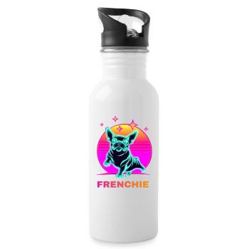 Bouledogue Français Couleur Style 80s - Gourde avec paille intégrée - blanc - Droite