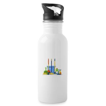 Cleaning Crew We Clean It Like We Mean It - Trinkflasche mit integriertem Trinkhalm - Weiß - Rechts