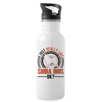 Ich mag einfach Shiba Inus - Trinkflasche mit integriertem Trinkhalm - Weiß - Rechts