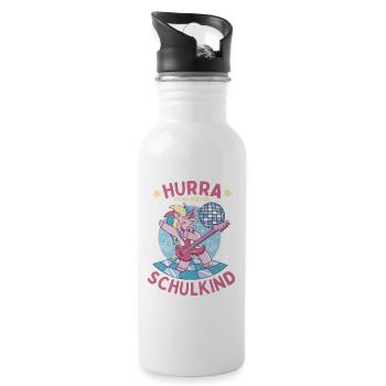 Hurra ich bin jetzt ein Schulkind - Trinkflasche mit integriertem Trinkhalm - Weiß - Rechts
