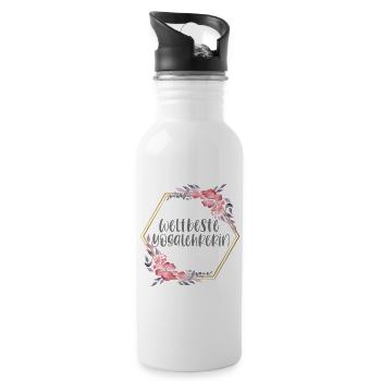 Yogalehrerin Yoga Danke Bedanken Geschenk - Trinkflasche mit integriertem Trinkhalm - Weiß - Rechts